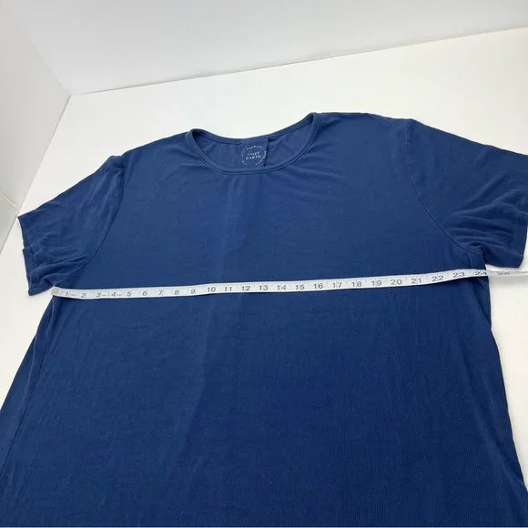 Cozy Earth Women Bamboo Rib-Knit Boyfriend Sleep Dress Navy Blue XL‎ *TINY FLAW